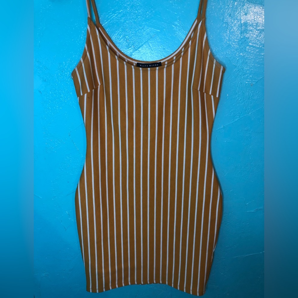 S/M Yellow mustard short mini dress - Picture 2 of 3